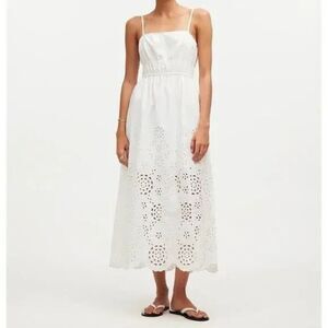 Madewell Embroidered Midi Dress Size 2 White Poplin NEW $168 Sun Dress Sundress